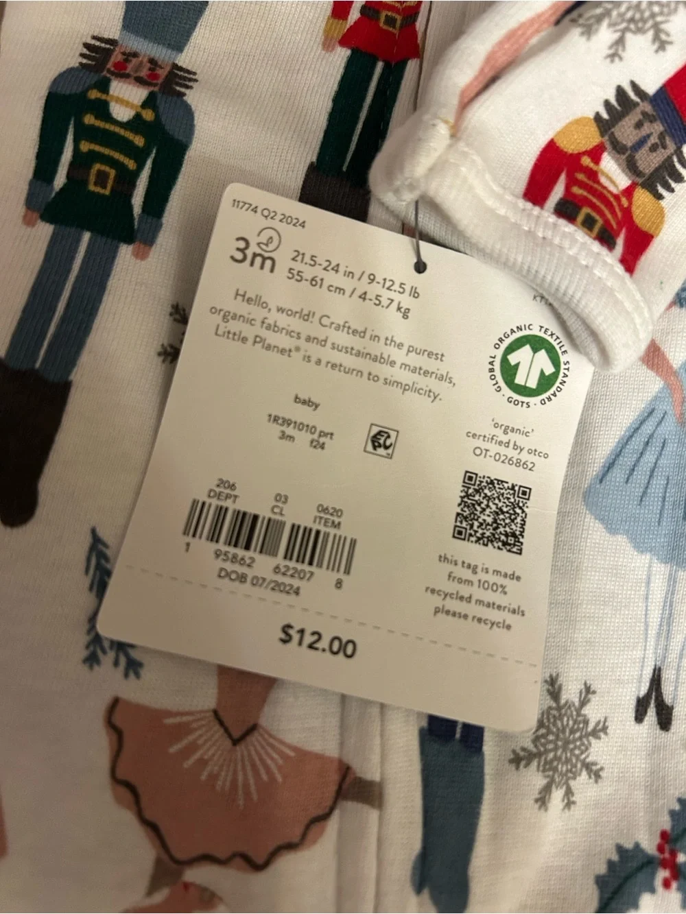 NWT CARTER’S Little Planet Nutcracker Organic baby onesie